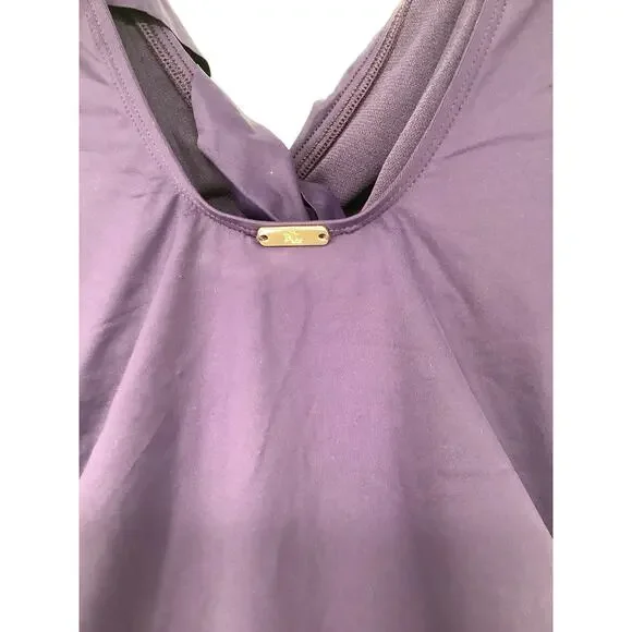 Lauren Ralph Lauren Size 6 Eggplant Beach Club Ruffle One Piece Swimsuit O5-11 One Pieces